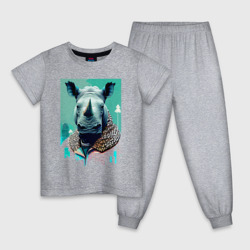 Детская пижама хлопок Морда носорога - нейросеть