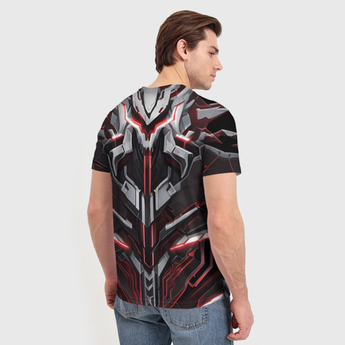 Мужская футболка 3D с принтом Красная кибер броня, вид сзади #2