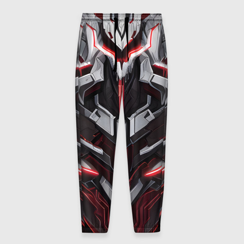 Мужские брюки 3D с принтом Красная кибер броня, вид спереди #2