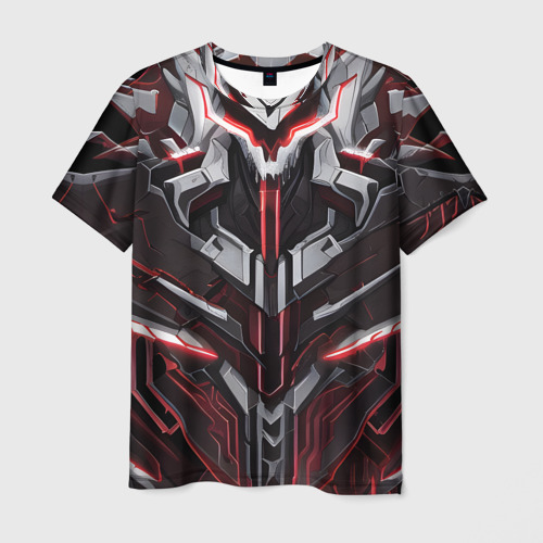 Мужская футболка 3D с принтом Красная кибер броня, вид спереди #2