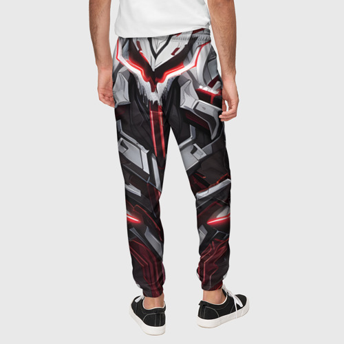 Мужские брюки 3D с принтом Красная кибер броня, вид сзади #2