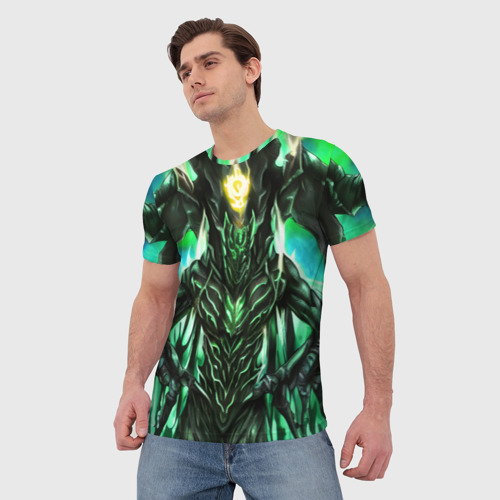 Мужская футболка 3D с принтом Зелёный демон, фото на моделе #1