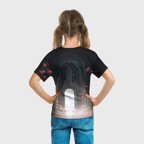 Детская футболка 3D Девушка и лепестки роз, цвет 3D печать - фото 6