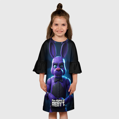 Детское платье 3D с принтом Five Nights at Freddys Bonnie, вид сбоку #3