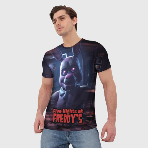 Мужская футболка 3D с принтом Five   Nights at Freddys  Bonnie, фото на моделе #1