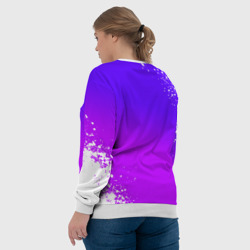 Свитшот с принтом Astro neon background для женщины, вид на модели сзади №3. Цвет основы: белый