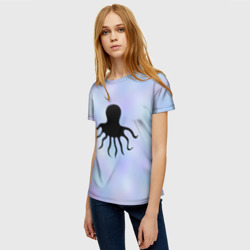 Женская футболка 3D Силуэт осьминога - фото 2