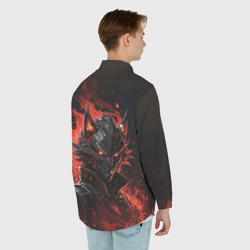 Рубашка с принтом Демонический оборотень для любого человека, вид сзади №2. Цвет основы: белый