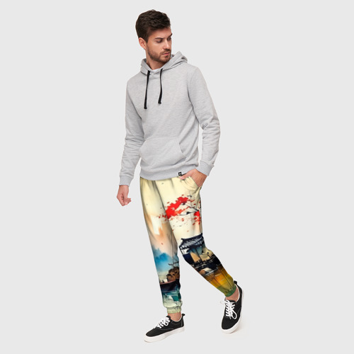 Мужские брюки 3D с принтом Краски природы, фото на моделе #1