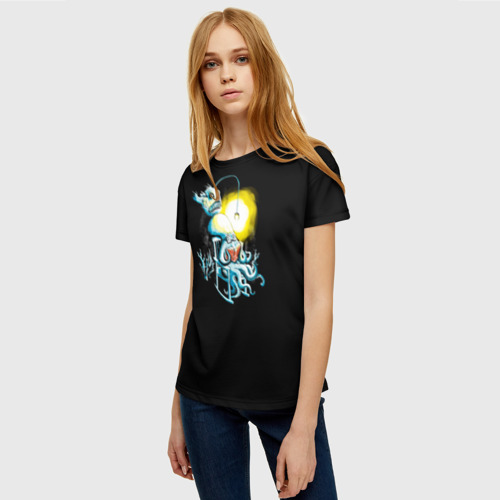 Женская футболка 3D с принтом Осьминог за чтением, фото на моделе #1