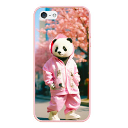 Чехол для iPhone 5/5S матовый Милая панда в пуховике