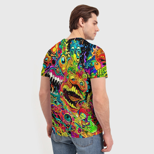 Мужская футболка 3D с принтом Психоделические галлюцинации, вид сзади #2