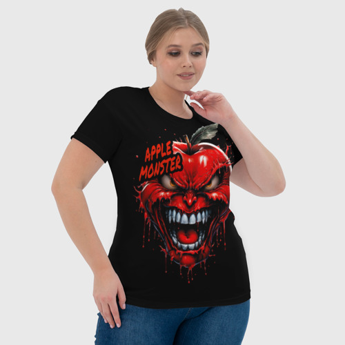 Женская футболка 3D с принтом Яблочный монстр, фото #4