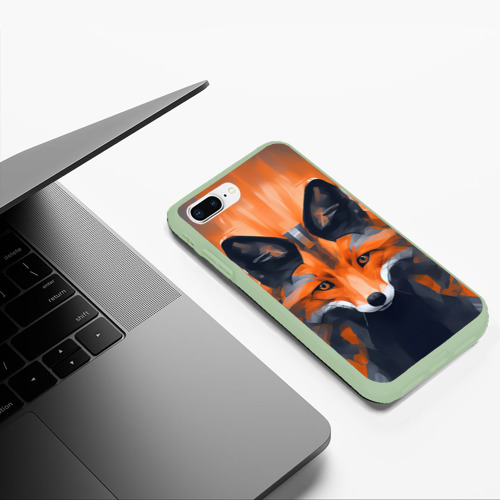 Чехол для iPhone 7Plus/8 Plus матовый с принтом Нарисованная огненная лиса, фото #5