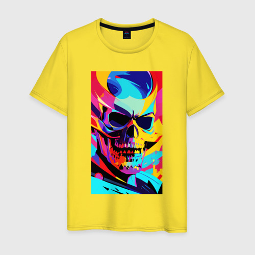 Мужская футболка хлопок Cool skull - pop art, цвет желтый