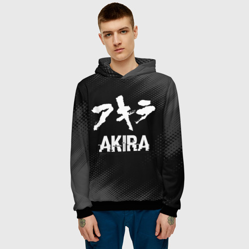 Мужская толстовка 3D Akira glitch на темном фоне, цвет черный - фото 3