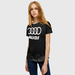 Женская футболка 3D Audi Speed на темном фоне со следами шин - фото 2