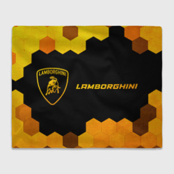 Плед 3D Lamborghini - gold gradient: надпись и символ