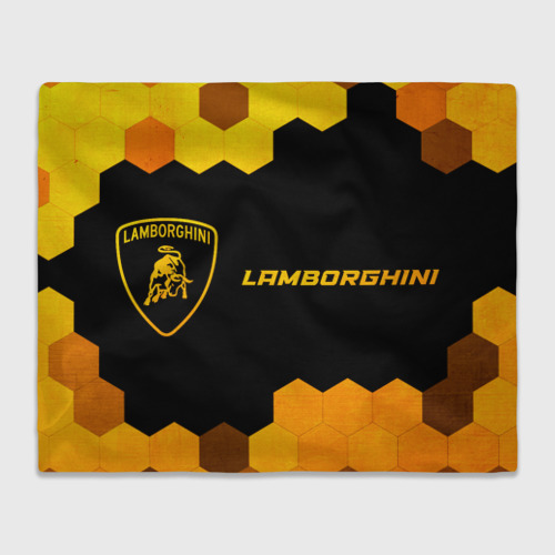 Плед 3D Lamborghini - gold gradient: надпись и символ, цвет 3D (велсофт)