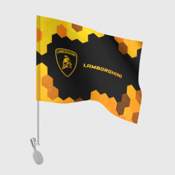Флаг для автомобиля Lamborghini - gold gradient: надпись и символ
