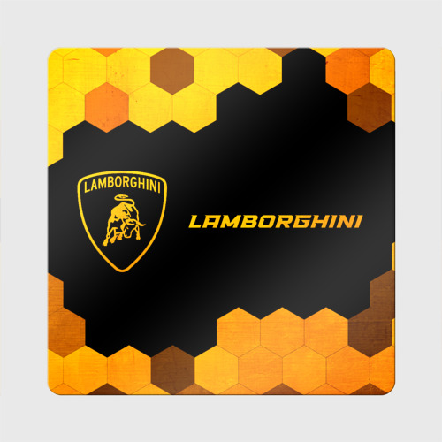 Магнит виниловый Квадрат Lamborghini - gold gradient: надпись и символ