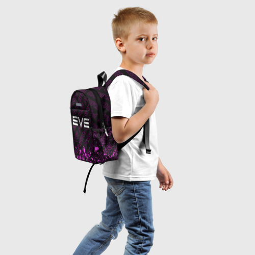 Детский рюкзак 3D с принтом EVE pro gaming: символ сверху, вид сзади #1