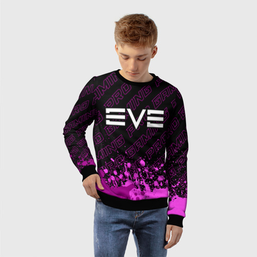 Детский свитшот 3D EVE pro gaming: символ сверху, цвет 3D печать - фото 3