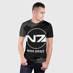 Мужская футболка 3D Slim Mass Effect glitch на темном фоне - фото 2