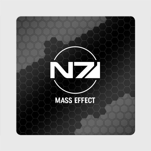 Магнит виниловый Квадрат Mass Effect glitch на темном фоне