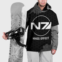 Накидка на куртку 3D Mass Effect glitch на темном фоне