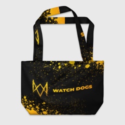 Пляжная сумка 3D Watch Dogs - gold gradient: надпись и символ