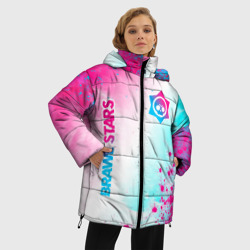 Женская зимняя куртка Oversize Brawl Stars neon gradient style: надпись, символ - фото 2