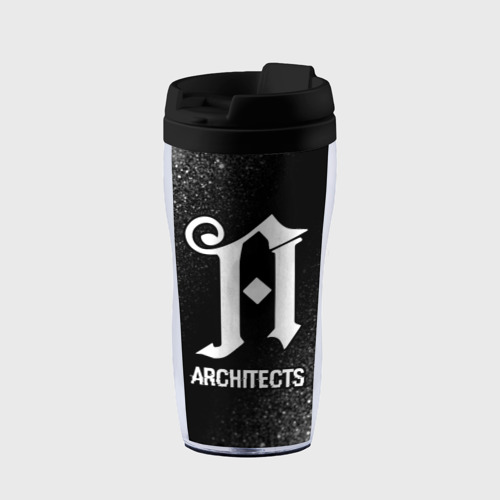 Термокружка-непроливайка Architects glitch на темном фоне