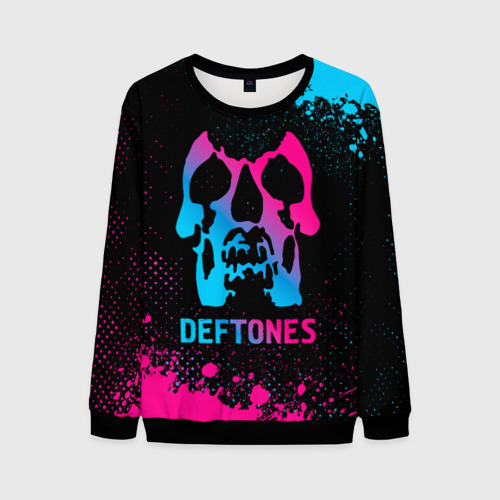 Мужской свитшот 3D Deftones - neon gradient, цвет черный