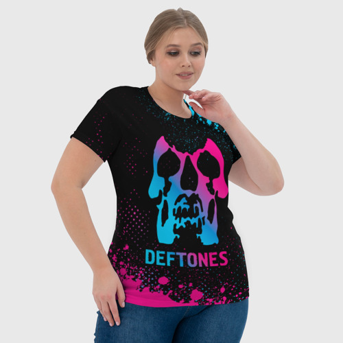 Женская футболка 3D Deftones - neon gradient, цвет 3D печать - фото 6