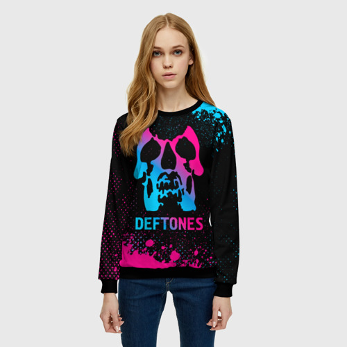 Женский свитшот 3D Deftones - neon gradient, цвет 3D печать - фото 3