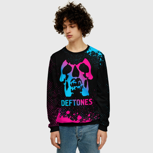 Мужской свитшот 3D Deftones - neon gradient, цвет черный - фото 3