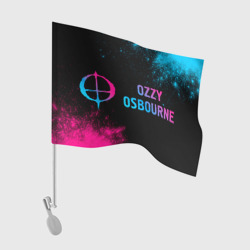 Флаг для автомобиля Ozzy Osbourne - neon gradient: надпись и символ