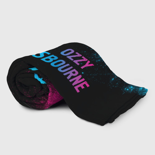 Плед 3D Ozzy Osbourne - neon gradient: надпись и символ, цвет 3D (велсофт) - фото 2