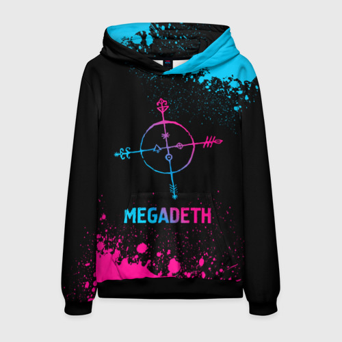 Мужская толстовка 3D Megadeth - neon gradient, цвет черный