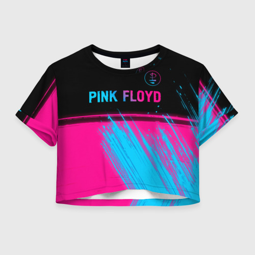 Женская футболка Crop-top 3D Pink Floyd - neon gradient: символ сверху, цвет 3D печать