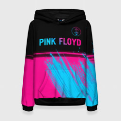 Женская толстовка 3D Pink Floyd - neon gradient: символ сверху