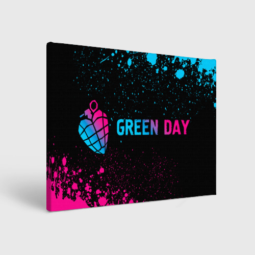 Холст прямоугольный Green Day - neon gradient: надпись и символ, цвет 3D печать