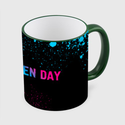 Green Day - neon gradient: надпись и символ – Кружка с полной запечаткой с принтом купить