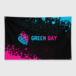 Флаг-баннер Green Day - neon gradient: надпись и символ