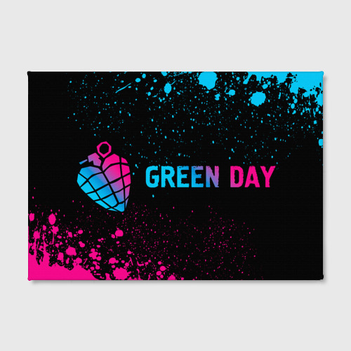 Холст прямоугольный Green Day - neon gradient: надпись и символ, цвет 3D печать - фото 2