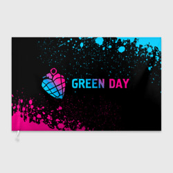 Флаг 3D Green Day - neon gradient: надпись и символ