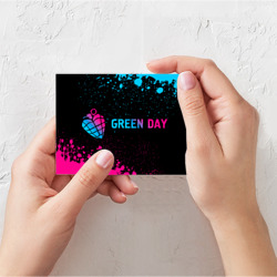 Поздравительная открытка Green Day - neon gradient: надпись и символ - фото 2