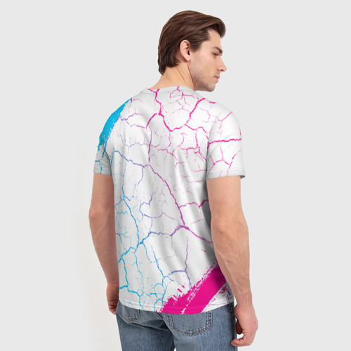 Мужская футболка 3D с принтом Breaking Benjamin neon gradient style, вид сзади #2