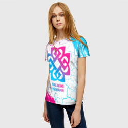 Женская футболка 3D Breaking Benjamin neon gradient style - фото 2